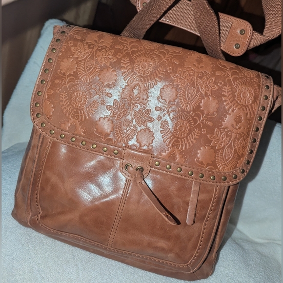 The Sak Ventura Convertible Tan Embossed Leather Backpack main image 12